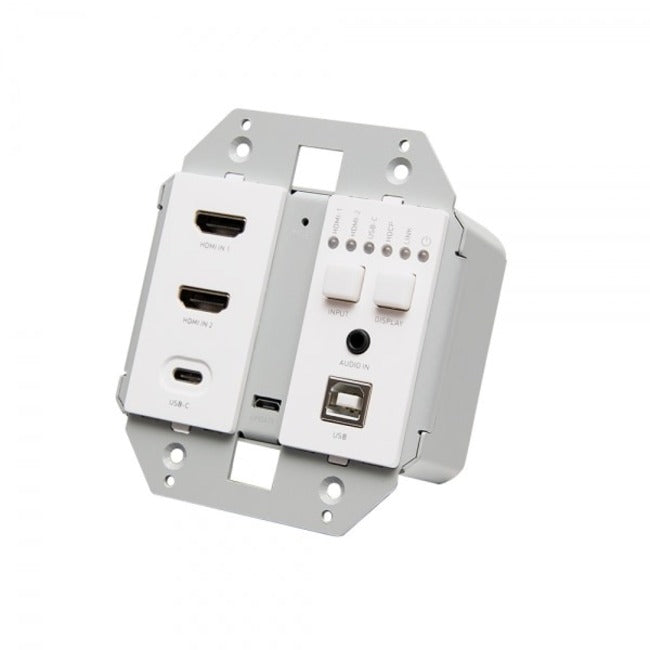 C2G Dual 4K HDMI HDBaseT plus USB-C, 3.5mm, USB-B over Cat Extender Dual Gang Wall Plate Transmitter C2G30019