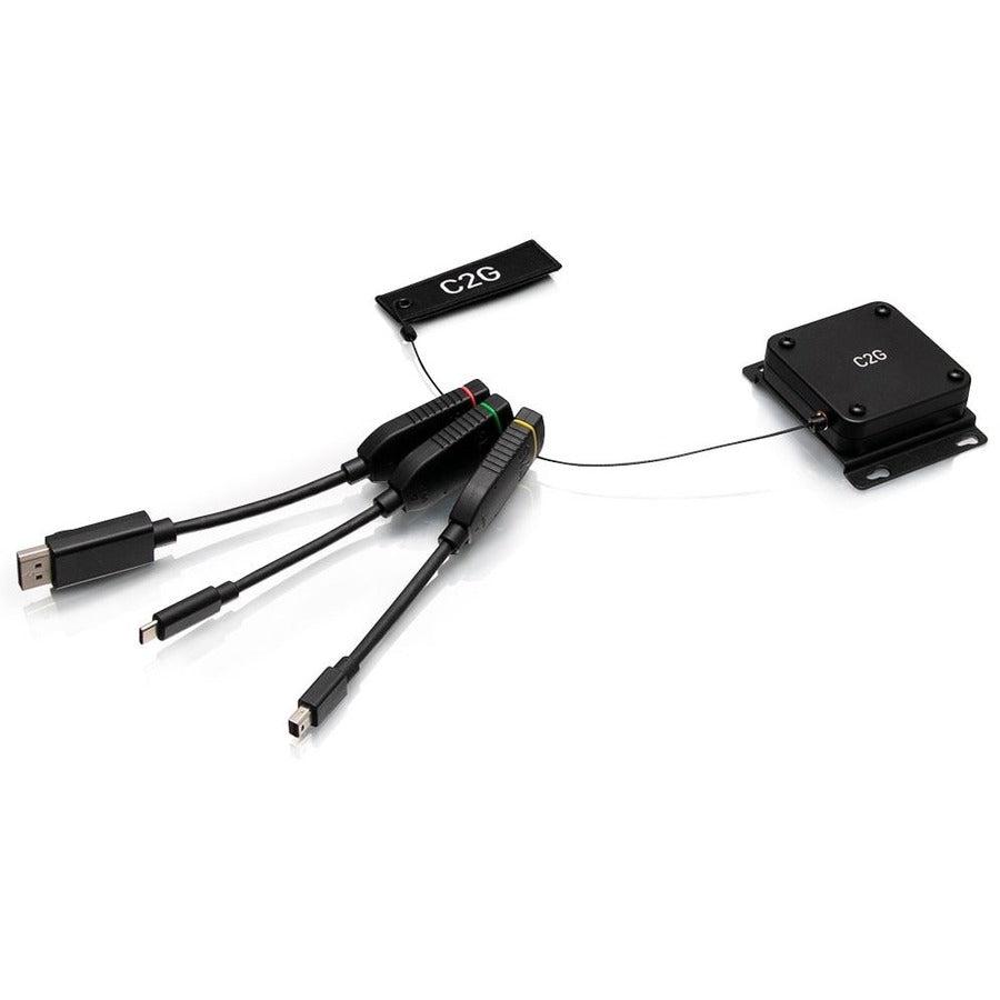C2G Retractable Universal Mount 4K Hdmi® Dongle Adapter Ring With Color Coded Mini Displayport™, Displayport, And Usb-C®