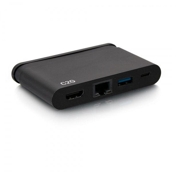 C2G Usb-C 4-In-1 Compact Dock With Hdmi, Usb-A, Ethernet, And Usb-C Power Delivery Up To 100W - 4K 30Hz