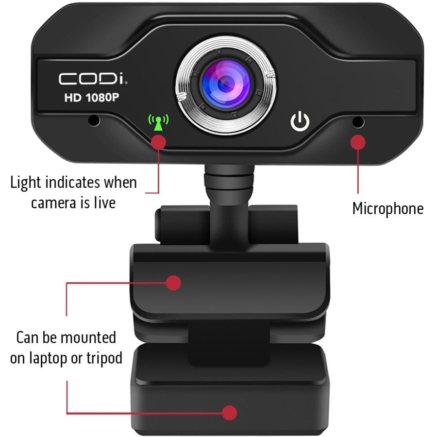 CODi Aquila HD 1080P Fixed-Focus Webcam A05024