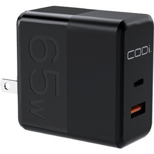 CODi Dual Port 65W GaN Wall Charger/AC Adapter (USB-C, USB-A Outputs) A01106