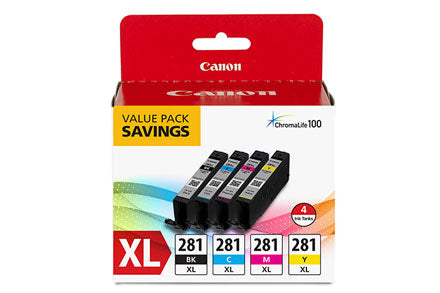 Canon CLI-281 XL Original Inkjet Ink Cartridge - Value Pack - Black, Cyan, Magenta, Yellow - 4 Pack 2037C005