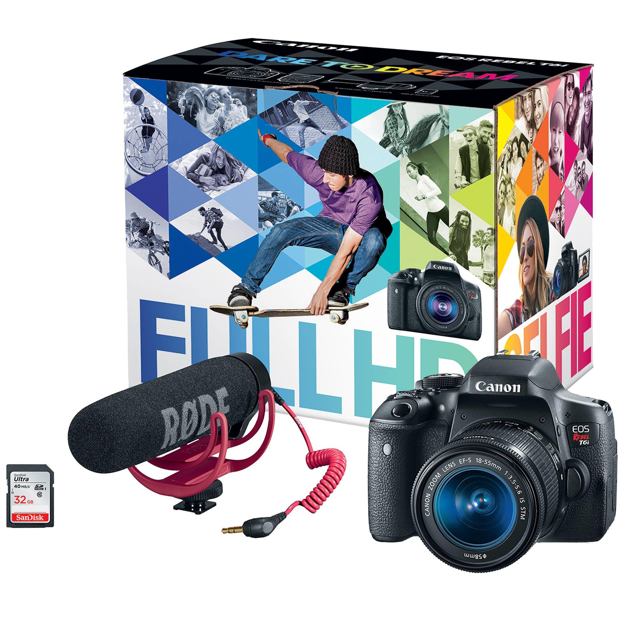 Canon Eos Rebel T6I + Ef-S 18-55Mm F/3.5-5.6 Is Stm Slr Camera Kit 24.2 Mp Cmos 6000 X 4000 Pixels Black