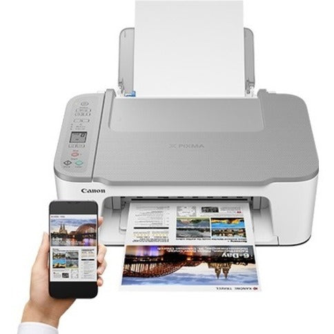 Canon PIXMA TS3520 Inkjet Multifunction Printer-Color-Copier/Scanner-4800x1200 dpi Print-60 sheets Input-1200 dpi Optical Scan-Wireless LAN-Apple AirPrint-Mopria-Canon PRINT Application-Canon Plug-in-PictBridge-PIXMA Cloud Link Print 4977C022