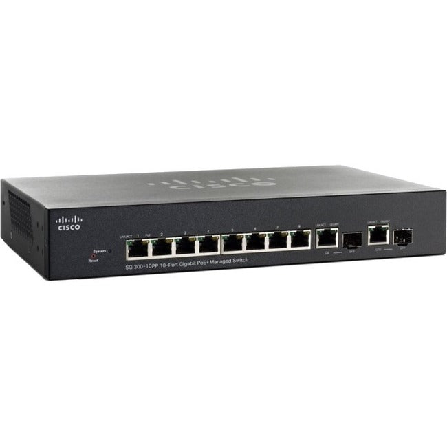 Cisco SG300-10PP 10-Port Gigabit PoE+ Managed Switch SG300-10PP-K9EU-RF