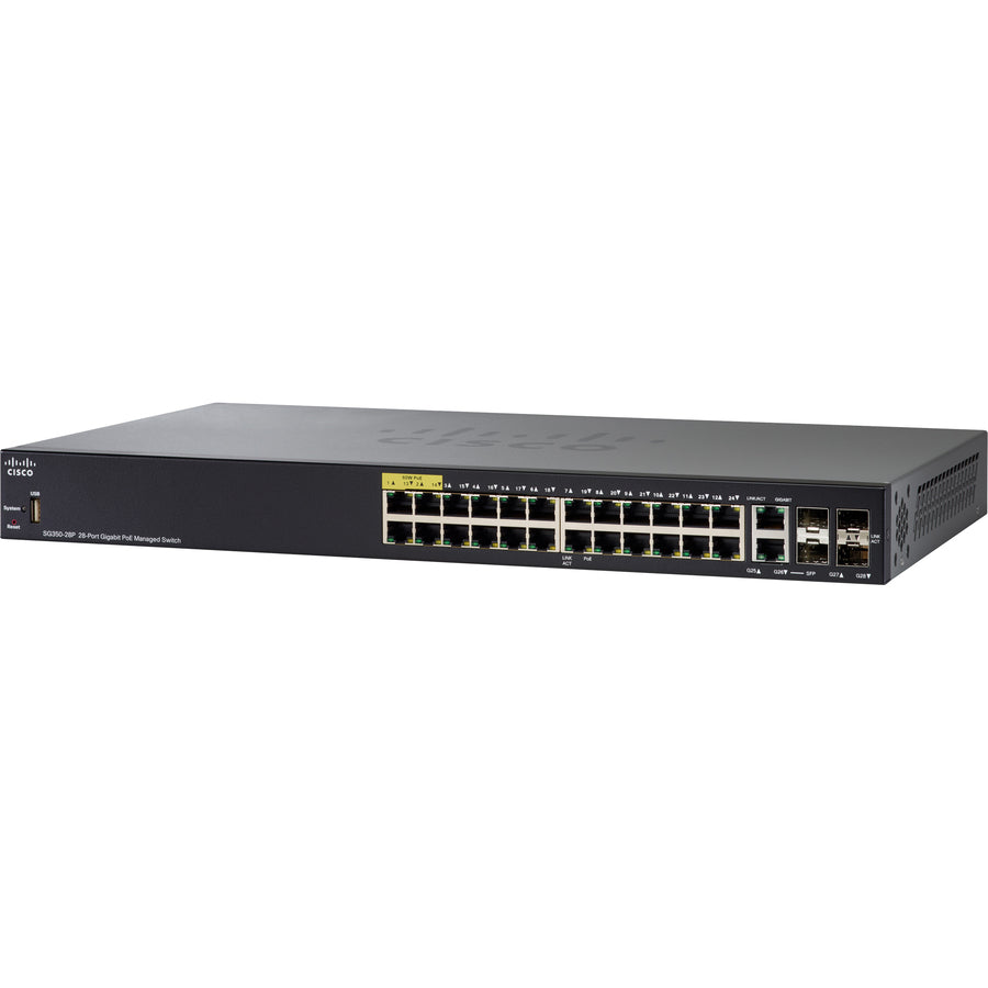 Cisco SG350-28P 28-Port Gigabit Power over Ethernet Managed Switch | CISCO SG350-28P-K9-NA-RF