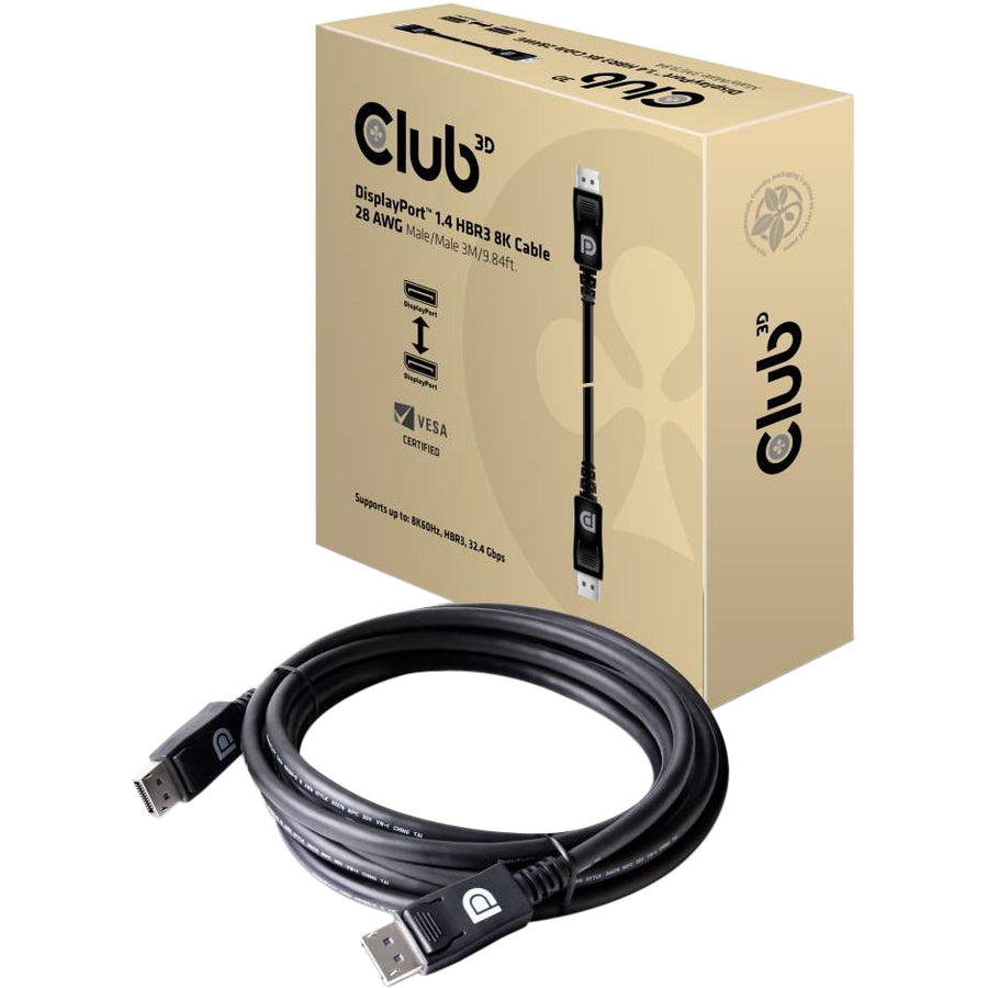 Club 3D DisplayPort 1.4 HBR3 8K 28AWG Cable M/M 3m /9.84ft CAC-1060