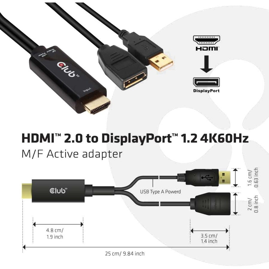 Club 3D HDMI to DisplayPort 4K60Hz M/F Active Adapter CAC-1331