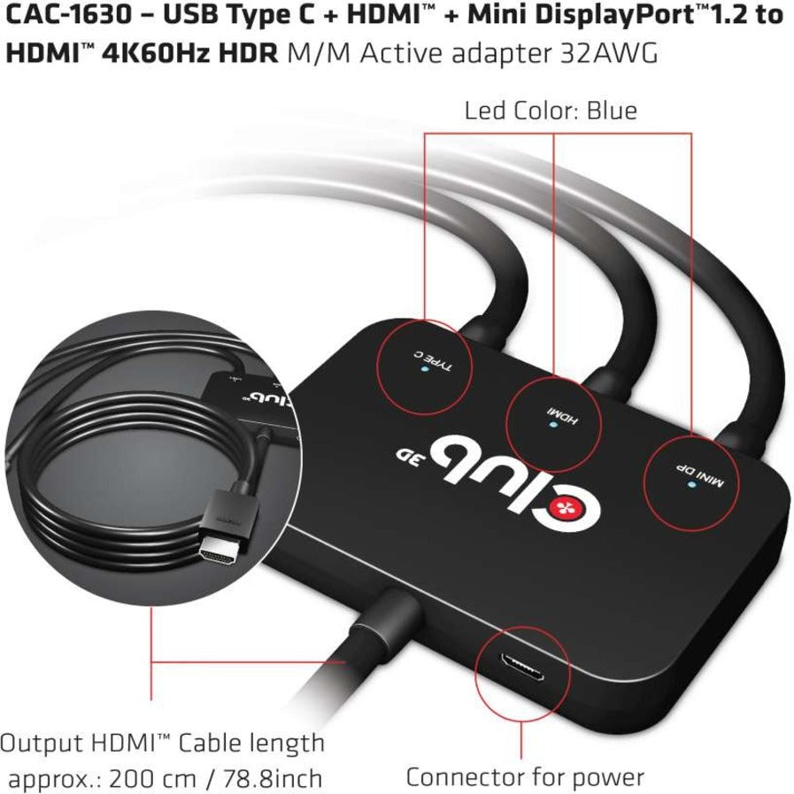 Club 3D Mini DisplayPort/HDMI/USB-C Audio/Video Adapter CAC-1630