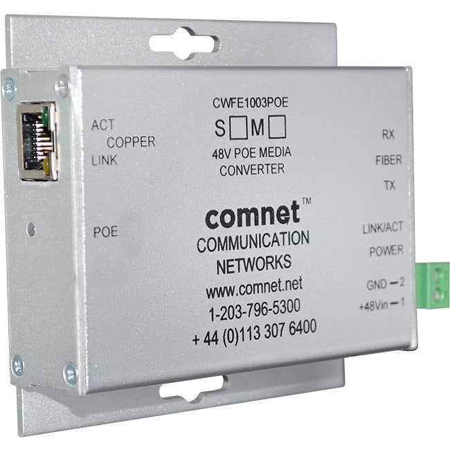 ComNet Industrially Hardened 100Mbps Media Converter with 48V POE, Mini, A" Unit" CNFE1002APOEMHO/M