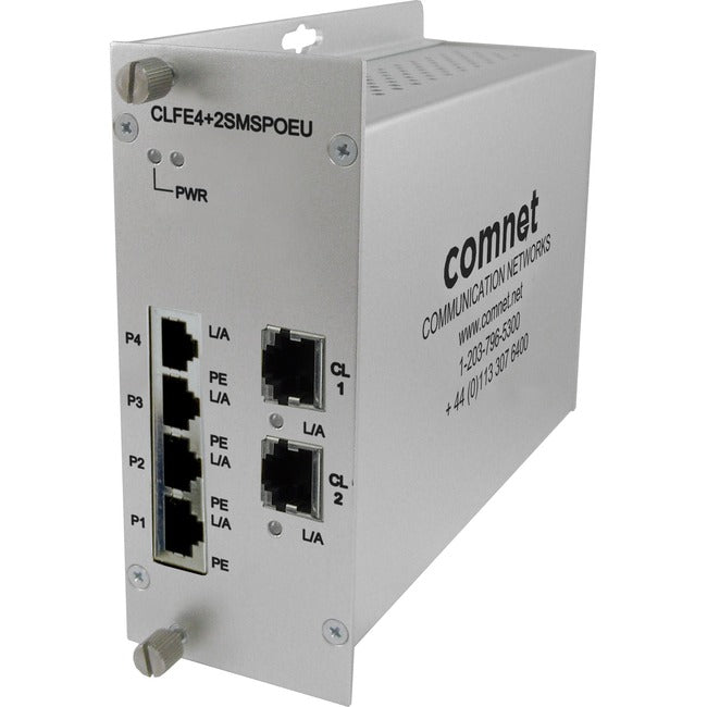 ComNet 10/100TX Drop/Insert/Repeat 4TX/2EX Self-Managed Switch with PoE+ CLFE4+2SMSPOEU
