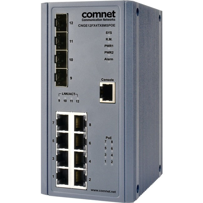 ComNet Layer 2 Managed Ethernet PoE Switch CNGE12FX4TX8MS