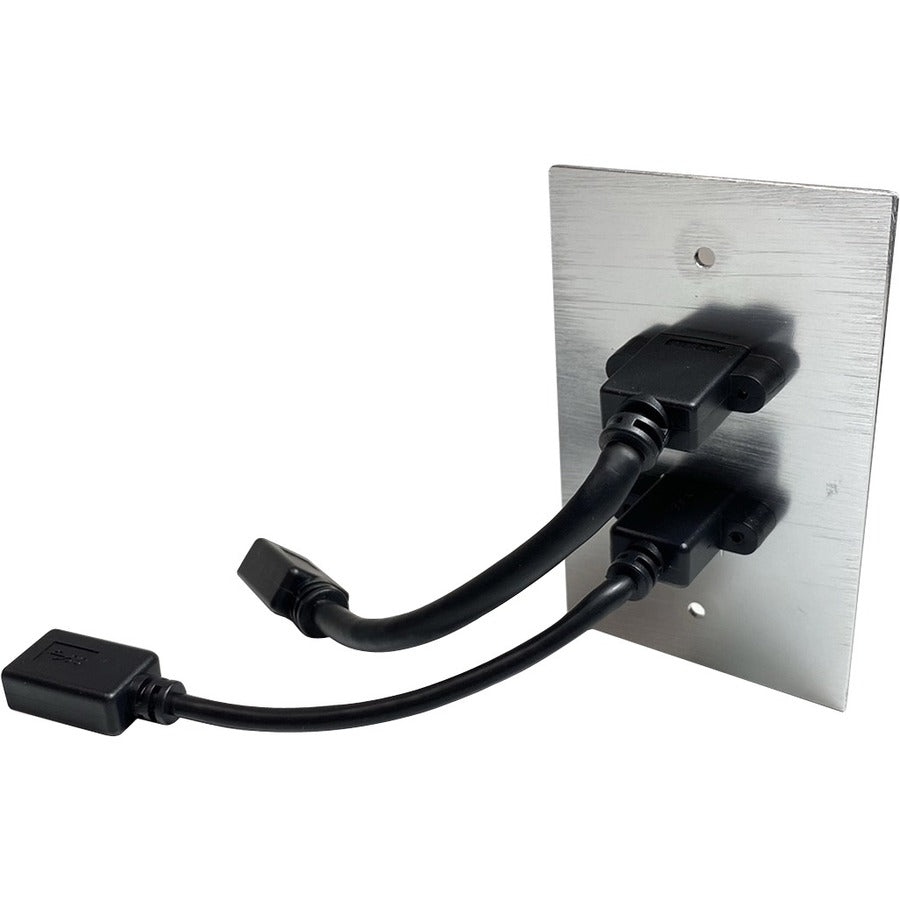 Comprehensive HDMI and USB-A 3.0 Pass-Through Single Gang Aluminum Wall Plate With Pigtail WPPT-HD-U3A-AC