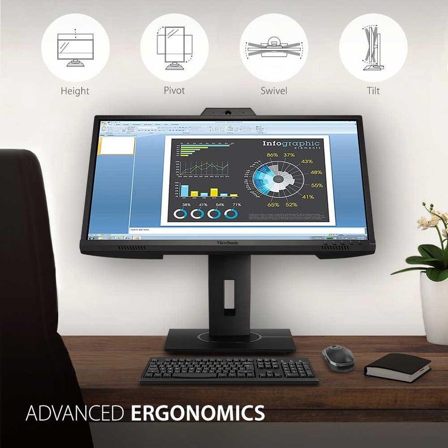 Computer Monitor With Speakers And Camera - ViewSonic VG2440V 24" Video Conferencing | TecISoft
