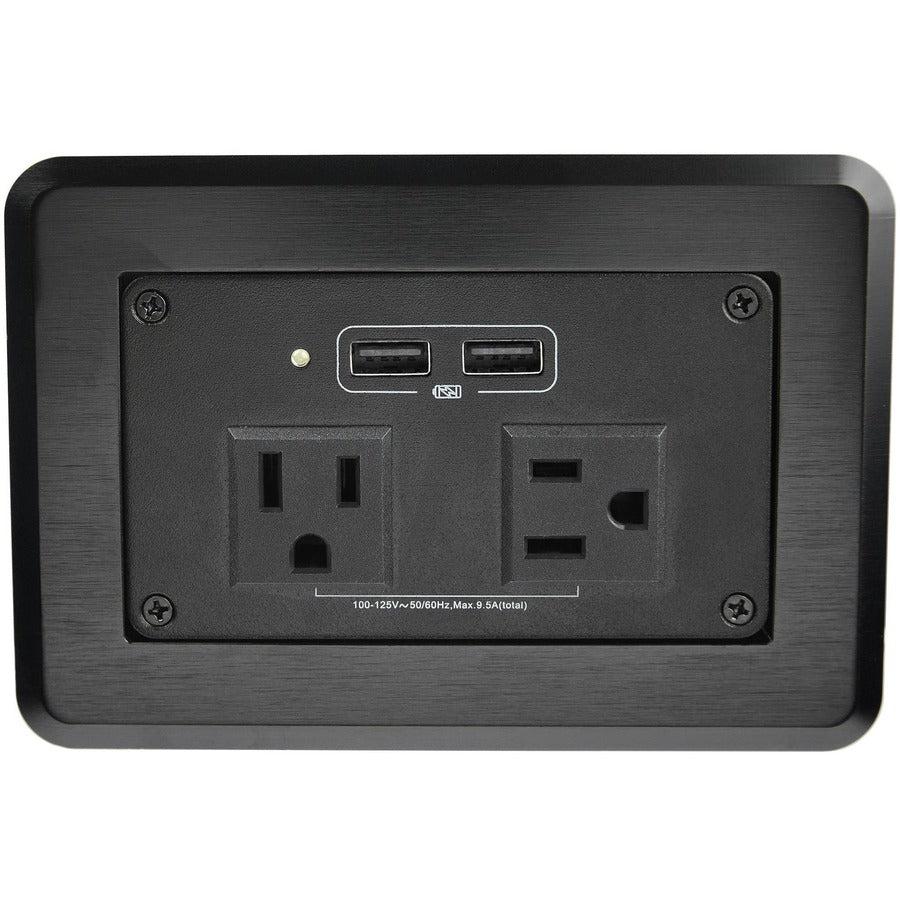 Conference Table Power Center - Recessed Desk Power Strip with AC Outlets & USB Charging | StarTech KITBZPOWNA