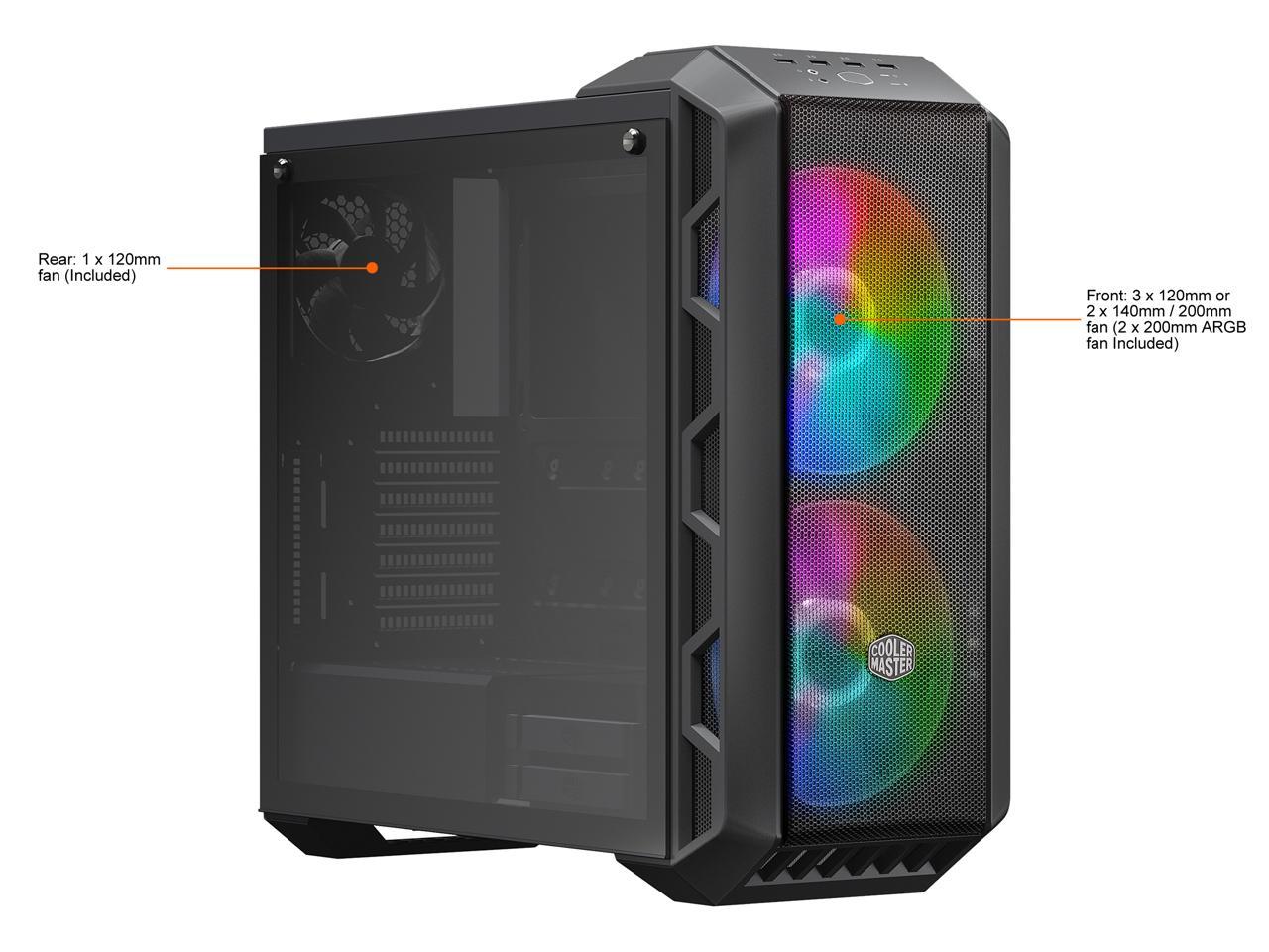 Cooler Master Mastercase H500 Argb Airflow Atx Mid-Tower With Mesh & Transparent Front Panel Option
