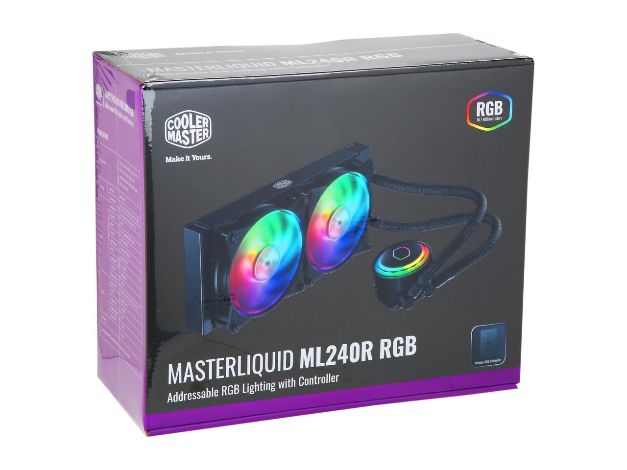 Cooler Master Masterliquid Ml240R Argb Close-Loop Aio Cpu Liquid Cooler, 240 Radiator, Dual