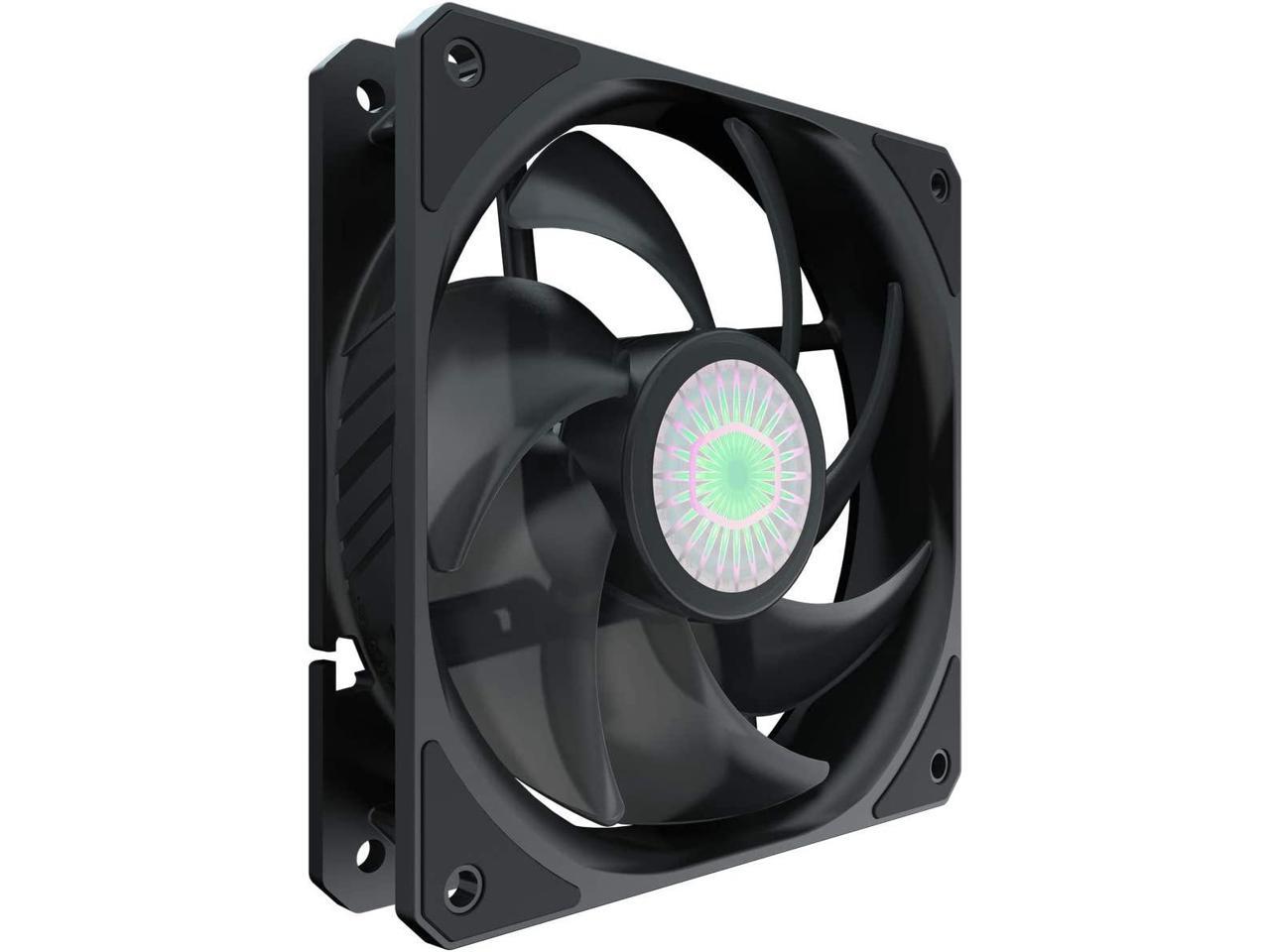 Cooler Master Sickleflow 120 V2 All-Black Square Frame Fan With Air Balance Curve Blade Design, Sealed Bearing, Pwm Control For