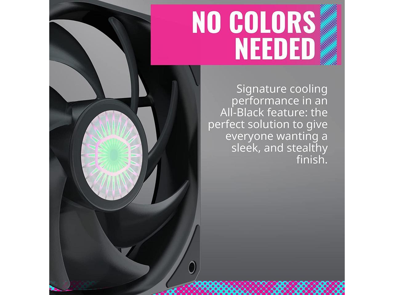 Cooler Master Sickleflow 120 V2 All-Black Square Frame Fan With Air Balance Curve Blade Design, Sealed Bearing, Pwm Control For