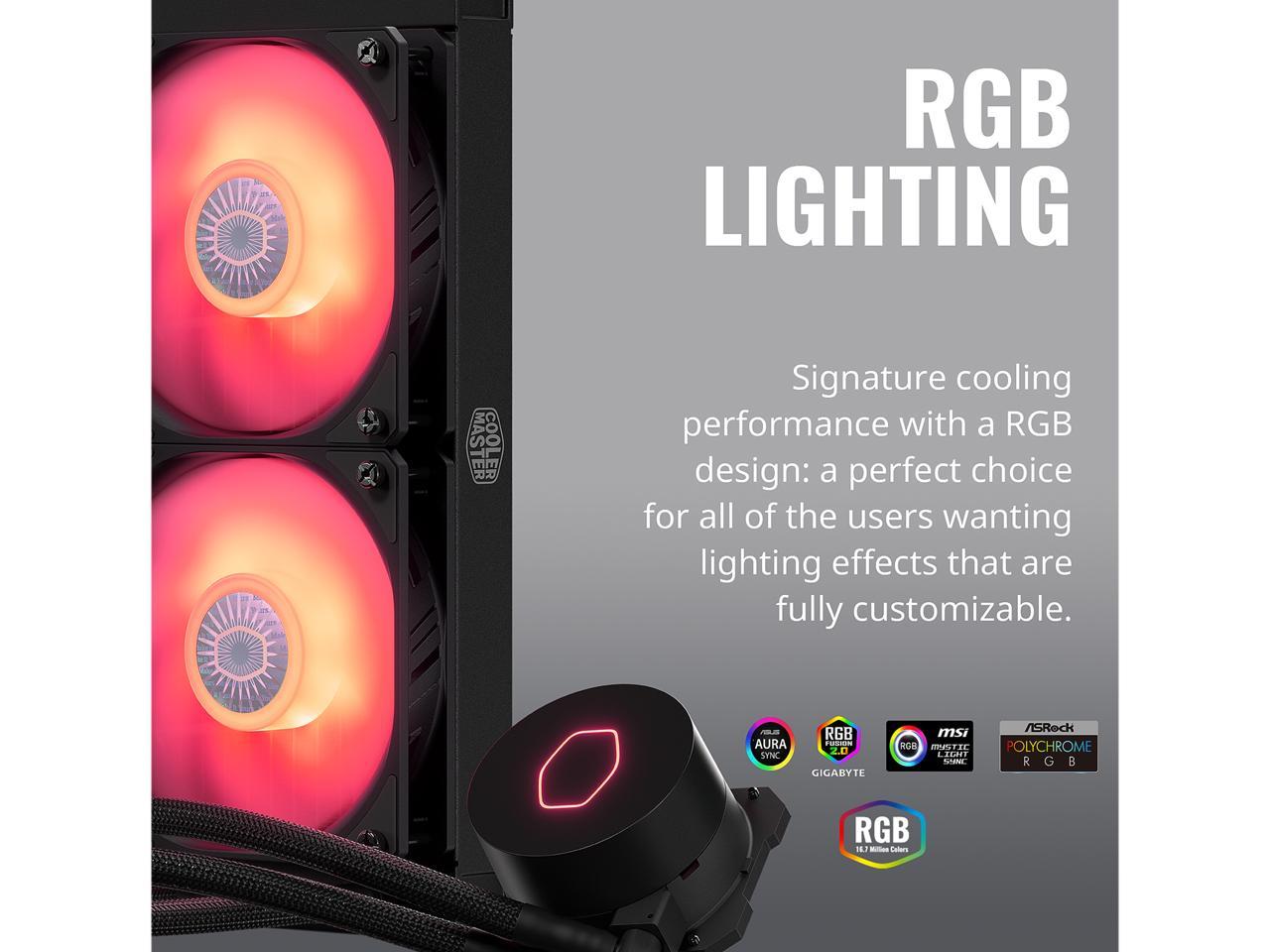 Coolermaster Masterliquid Ml240L Rgb V2, Close-Loop Aio Cpu Liquid Cooler, 240 Radiator, Dual