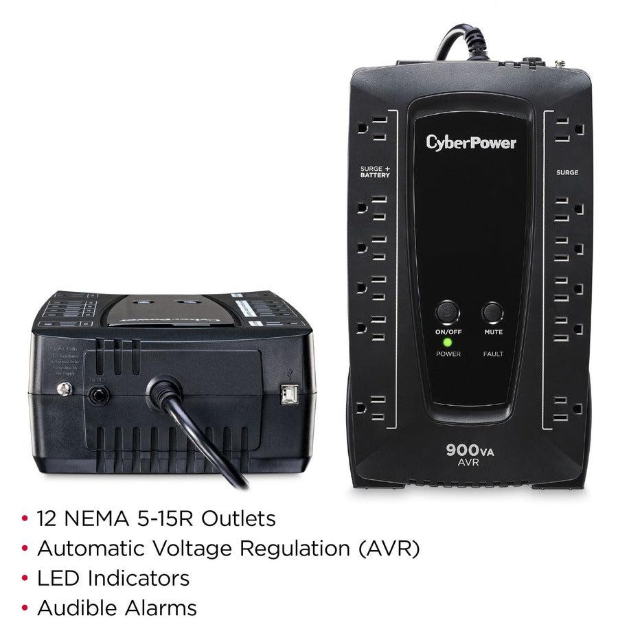 Cyberpower Avrg900U Uninterruptible Power Supply (Ups) 0.9 Kva 480 W 12 Ac Outlet(S)