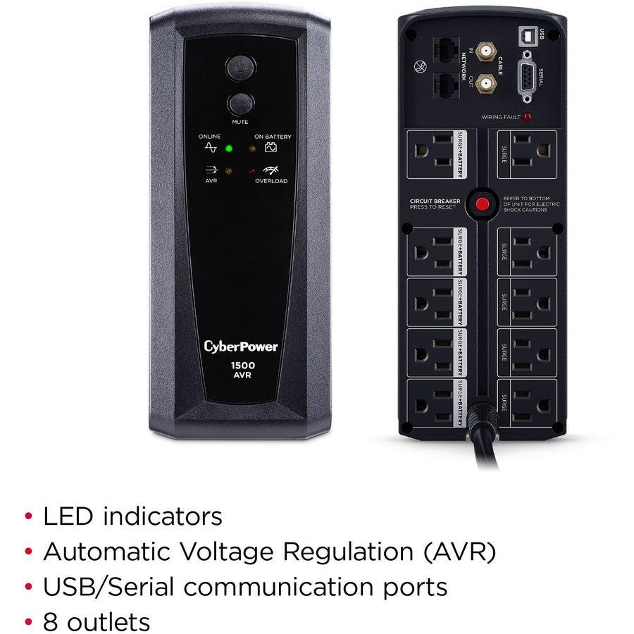 Cyberpower Cp1500Avrt Uninterruptible Power Supply (Ups) Line-Interactive 1.5 Kva 900 W