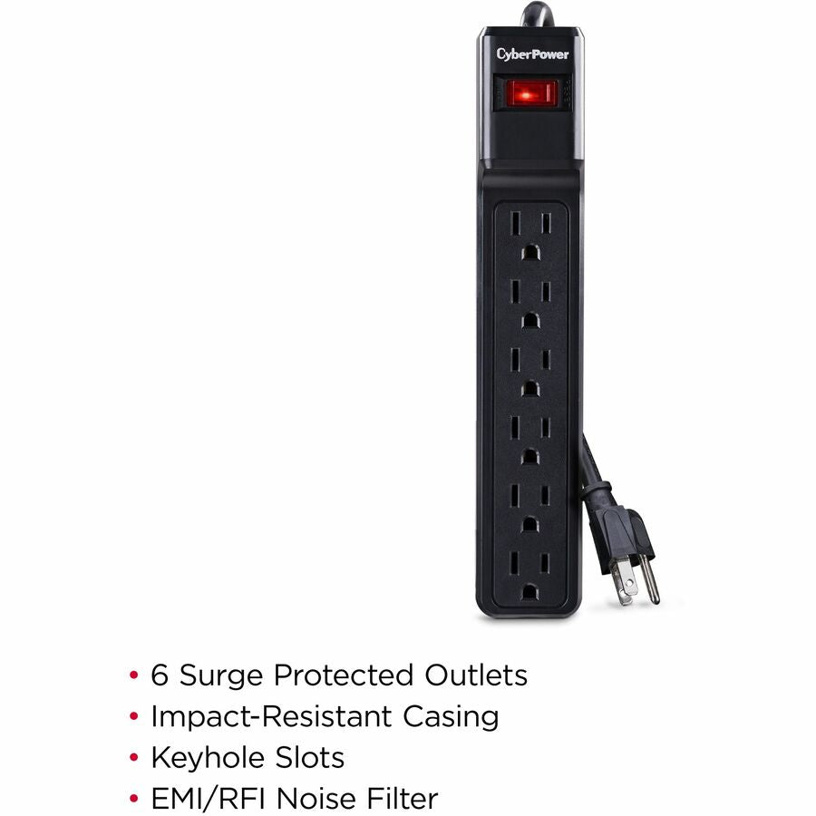 Cyberpower Csb6012 Surge Protector Black 6 Ac Outlet(S) 400 V 3.6 M