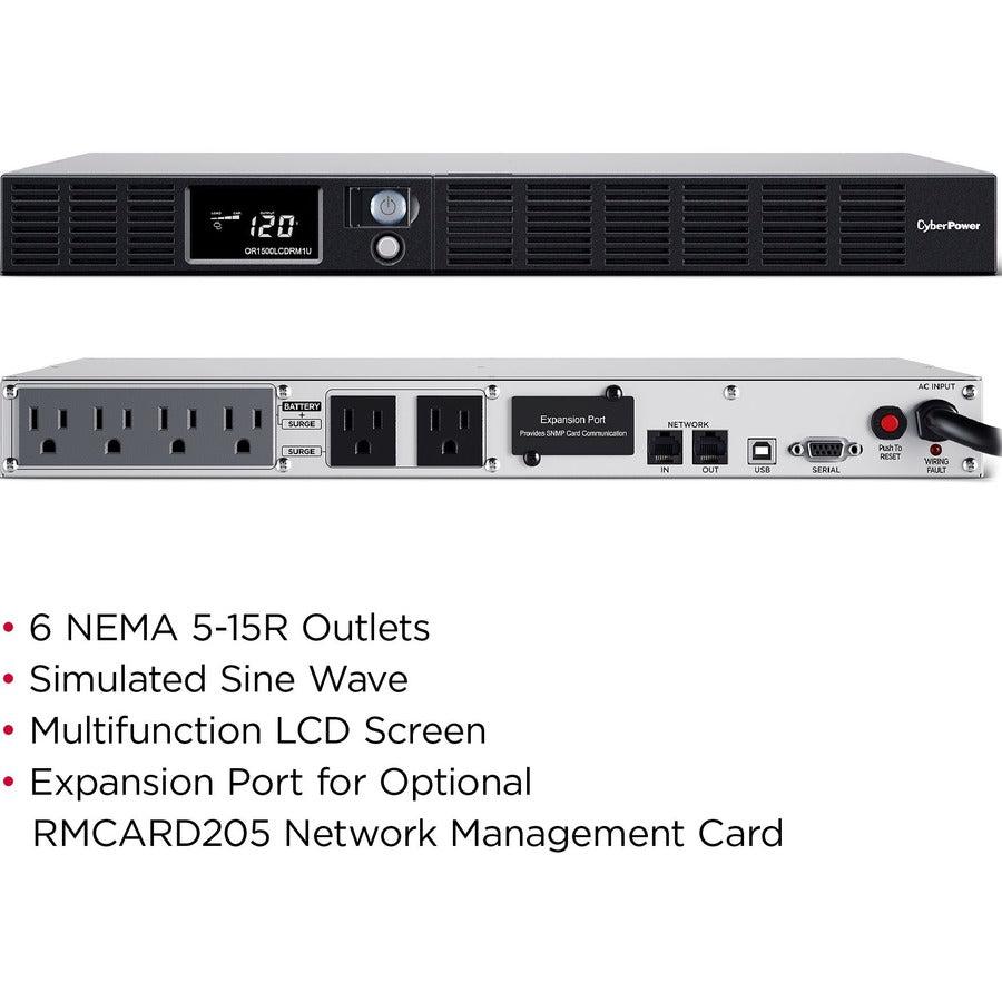 Cyberpower Or1500Lcdrm1U Uninterruptible Power Supply (Ups) 1.5 Kva 900 W