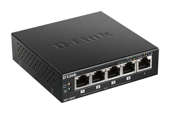 D-Link DGS-1005P 5-Port Desktop Gigabit PoE+ Switch - Plug & Play | D-Link