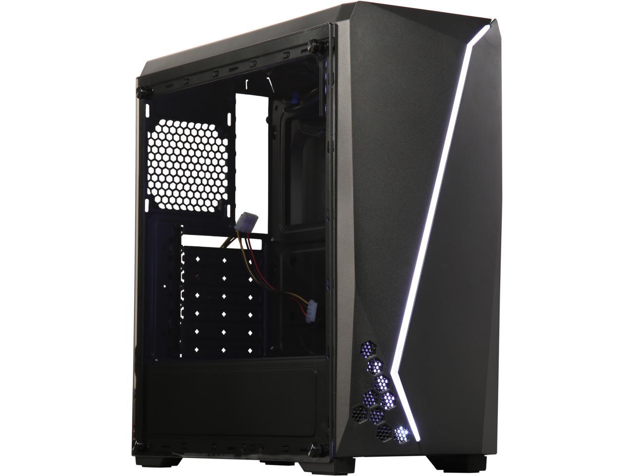 Diypc S2-Bk-Rgb Black Usb3.0 Steel/ Tempered Glass Atx Mid Tower Gaming Computer Case W/Tempered Glass Panel And Addressable Rgb Led Strip