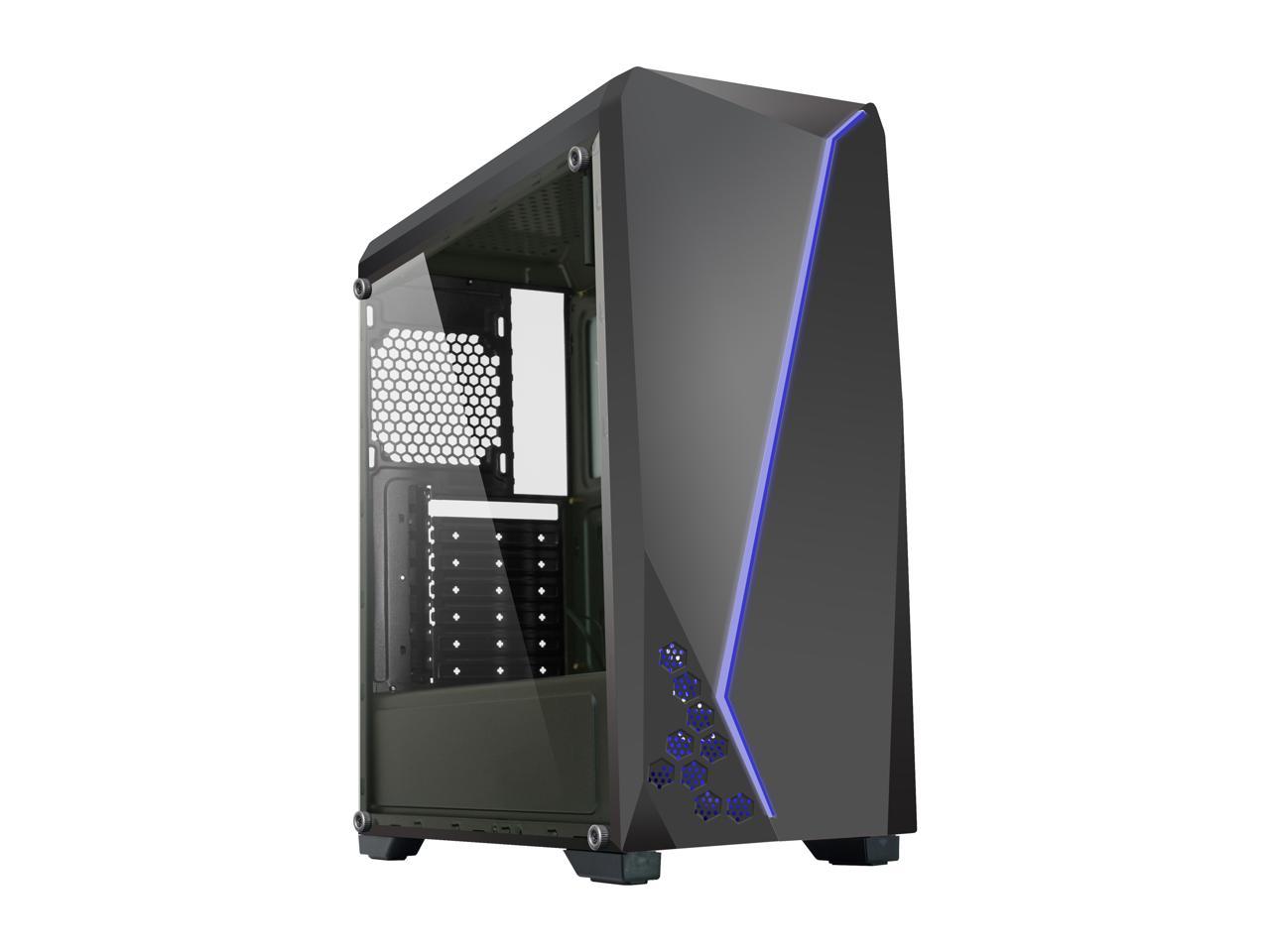 Diypc S2-Bk-Rgb Black Usb3.0 Steel/ Tempered Glass Atx Mid Tower Gaming Computer Case W/Tempered Glass Panel And Addressable Rgb Led Strip