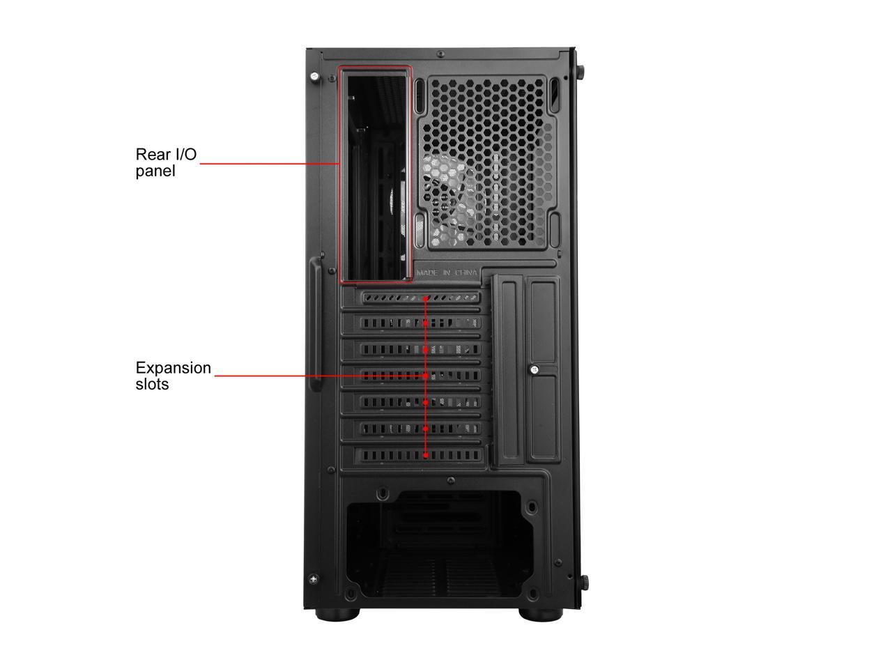 Diypc Shadow-H3-Argb Black Steel / Tempered Glass Atx Mid Tower Computer Case W/ 3 X 120Mm Halo Argb Led Fans Pre-Installed