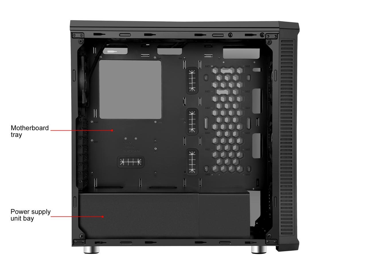 Diypc Vanguard-Rgb Black Dual Usb3.0 Steel/ Tempered Glass Atx Mid Tower Gaming Computer Case