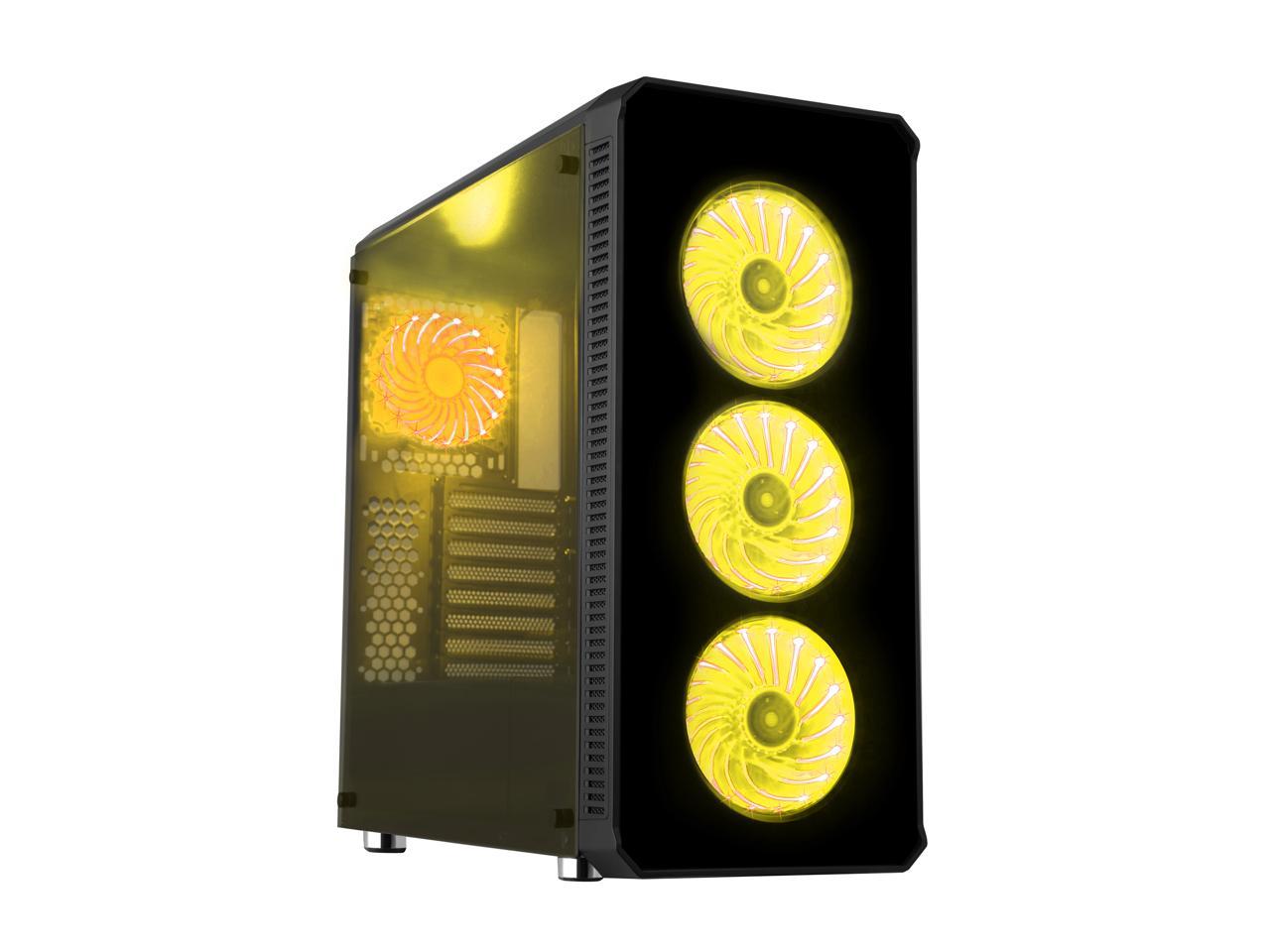 Diypc Vanguard-Rgb Black Dual Usb3.0 Steel/ Tempered Glass Atx Mid Tower Gaming Computer Case