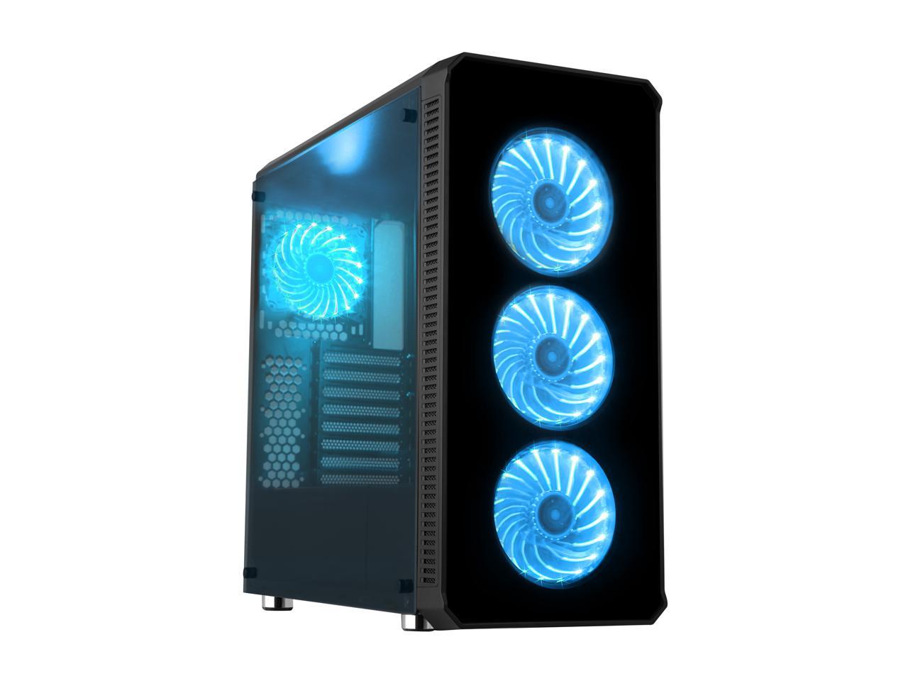 Diypc Vanguard-Rgb Black Dual Usb3.0 Steel/ Tempered Glass Atx Mid Tower Gaming Computer Case