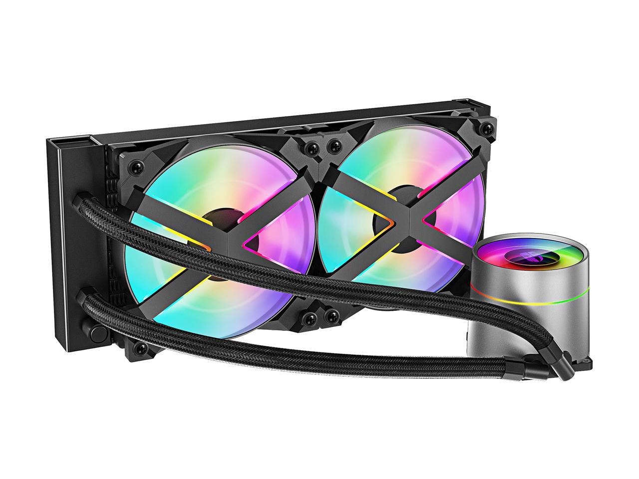 Deepcool Castle 240Ex Rgb Aio Liquid Cpu Cooler, Anti-Leak Technology, Two Mf120Gt A-Rgb Pwm Fans,