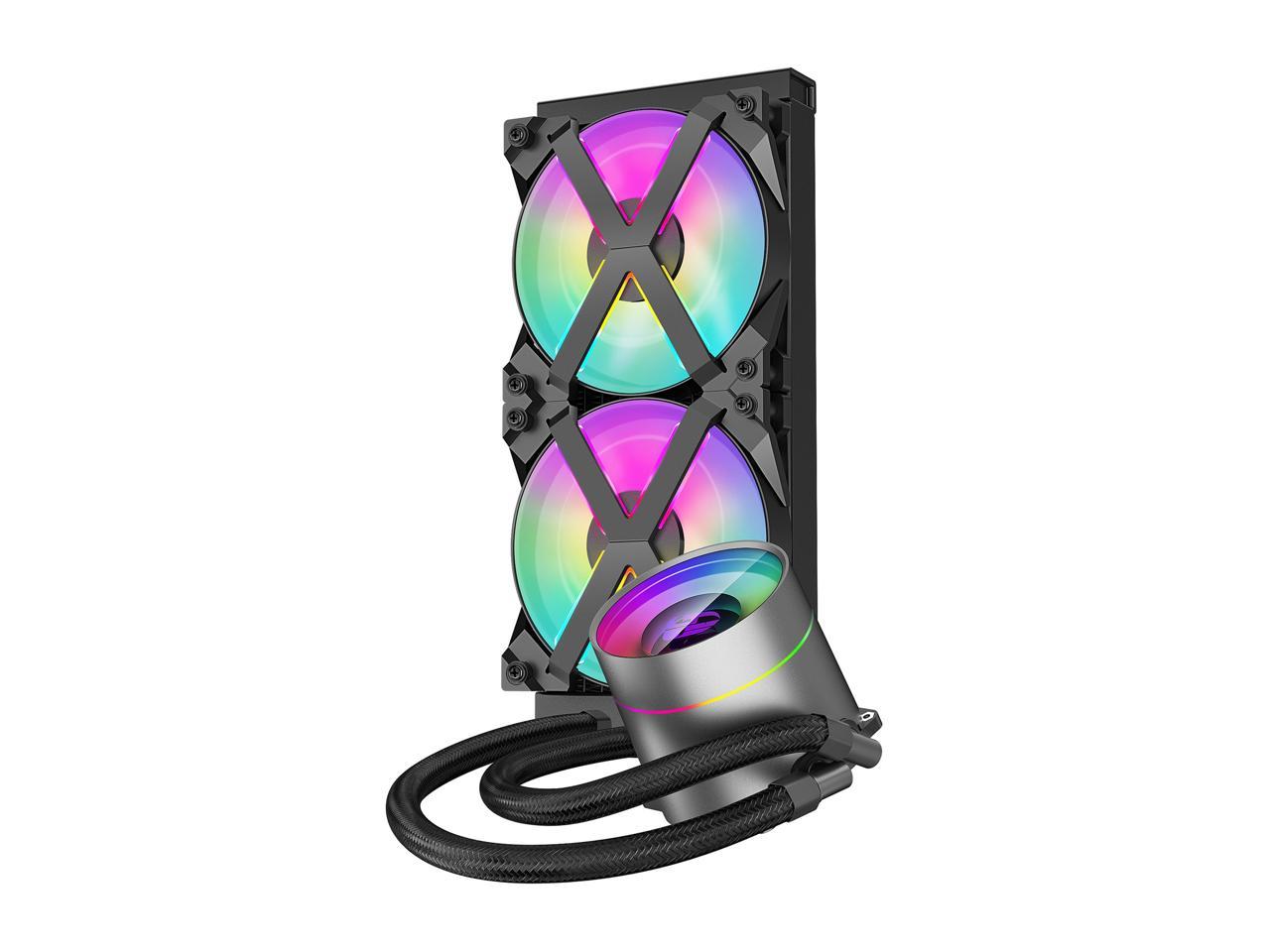 Deepcool Castle 240Ex Rgb Aio Liquid Cpu Cooler, Anti-Leak Technology, Two Mf120Gt A-Rgb Pwm Fans,