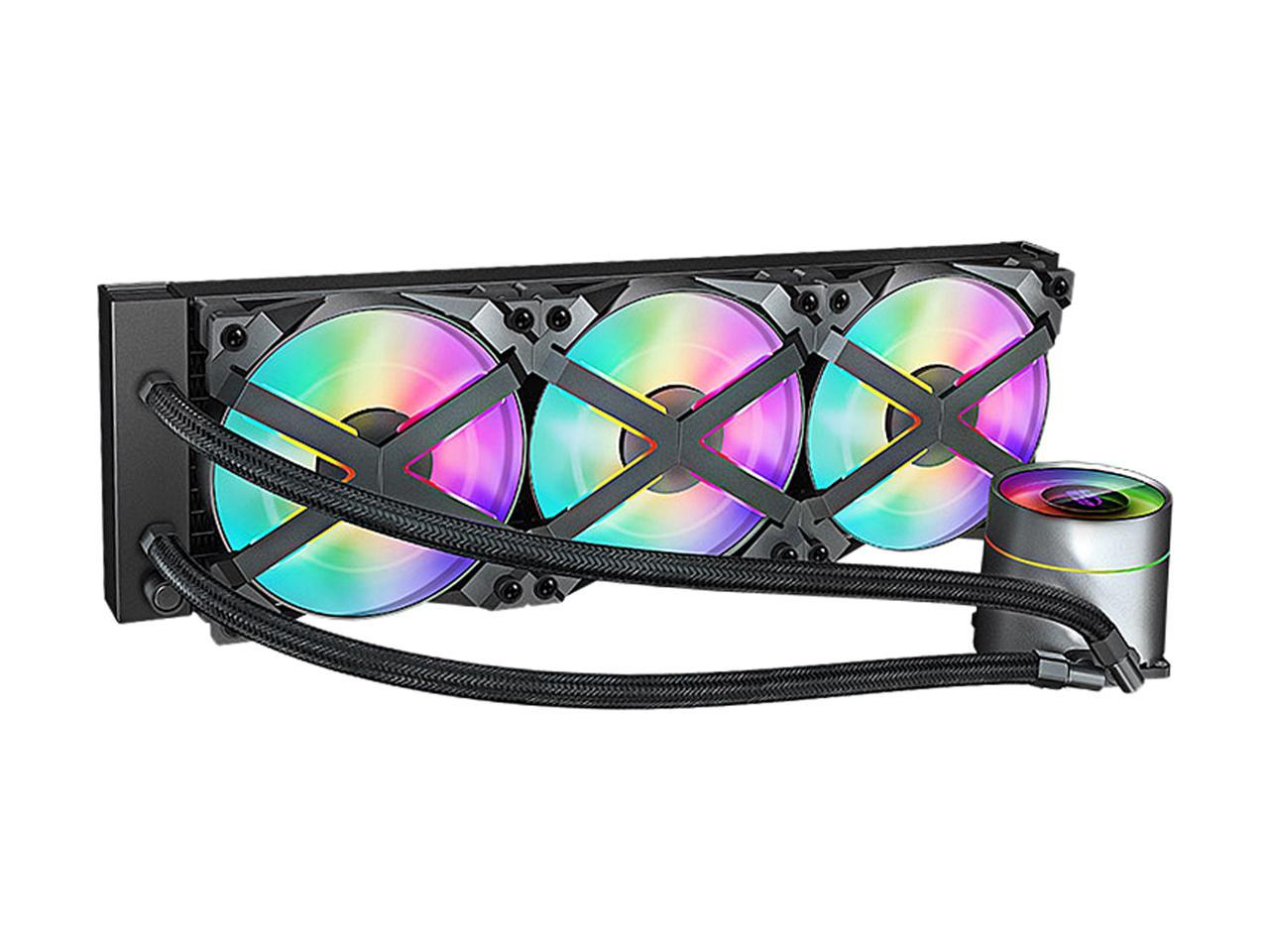 Deepcool Castle 360Ex Rgb Aio Liquid Cpu Cooler, Anti-Leak Technology, Three Mf120Gt A-Rgb Pwm Fans,