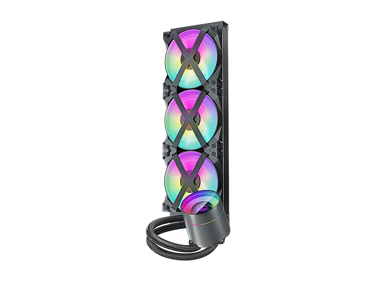 Deepcool Castle 360Ex Rgb Aio Liquid Cpu Cooler, Anti-Leak Technology, Three Mf120Gt A-Rgb Pwm Fans,
