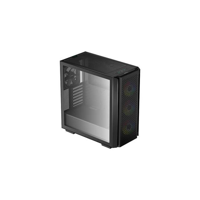 Deepcool Cg560 Mid-Tower Atx Case, Mesh Front Panel For High Airflow, Three Pre-Installed 120Mm Argb Fans, 140Mm Rear Black Fan, Tempered Glass, Black