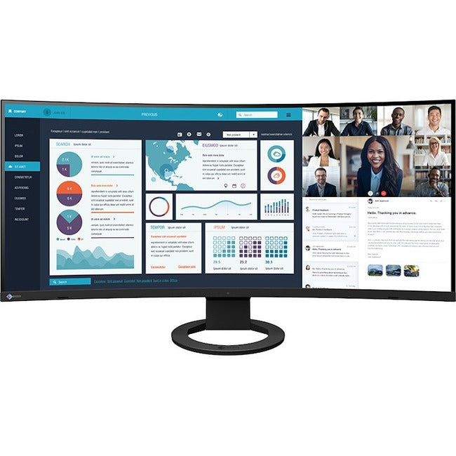 EIZO FlexScan EV3895 38 Class UW-QHD+ Curved Screen LCD Monitor - 24:10 - Black" EV3895FX-BK