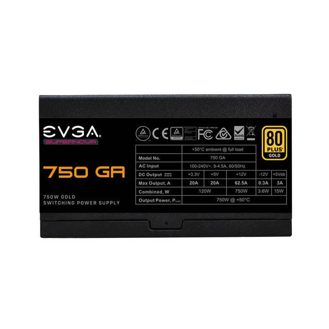 Evga 220-Ga-0750-X1 Supernova 750 Ga, 80 Plus Gold 750W, Fully Modular, Eco Mode With Dbb Fan, 10