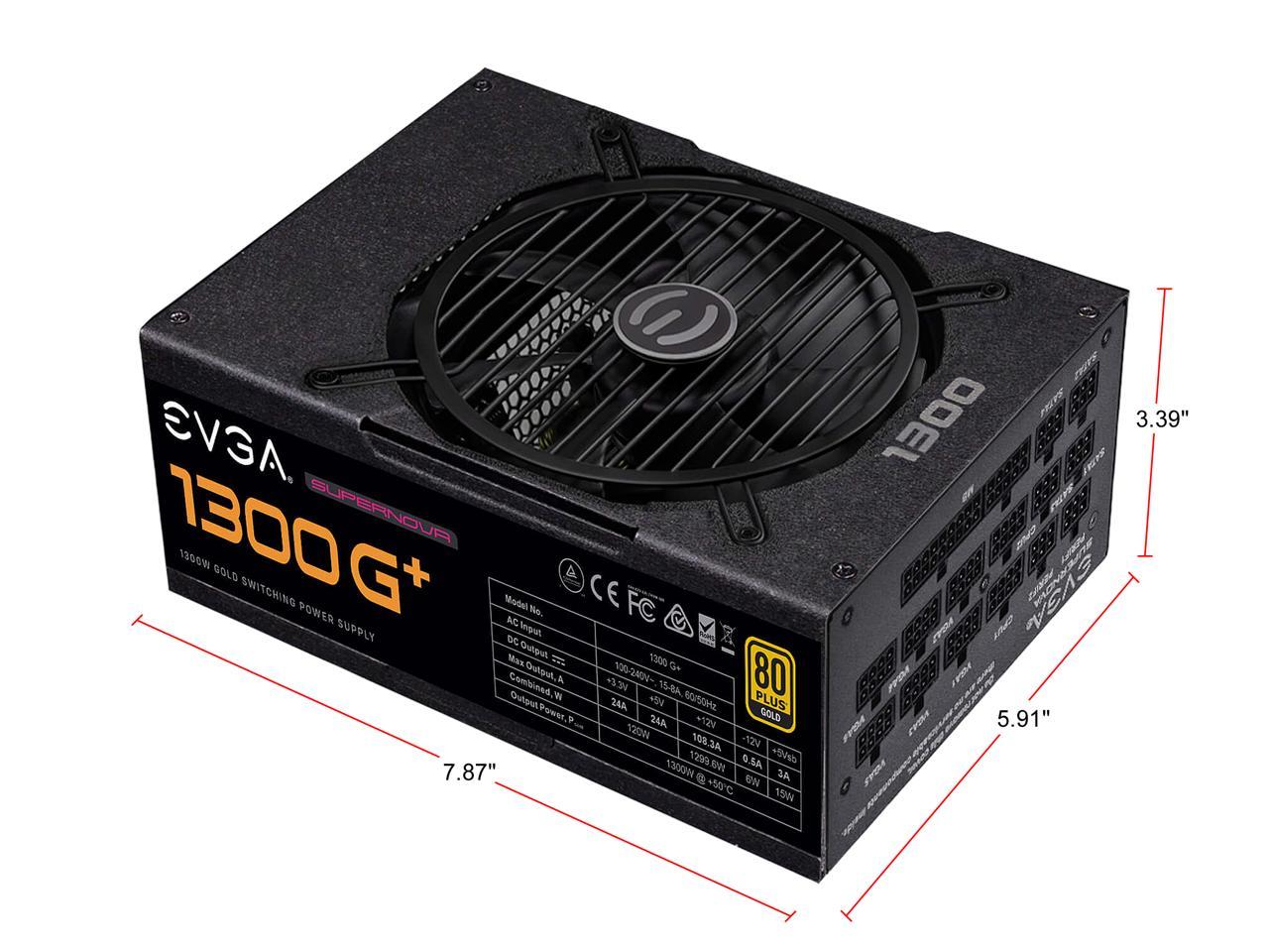 Evga Supernova 1300 G+ 220-Gp-1300-X1 1300W 80+ Gold Fully Modular 10 Year Warranty Power Supply