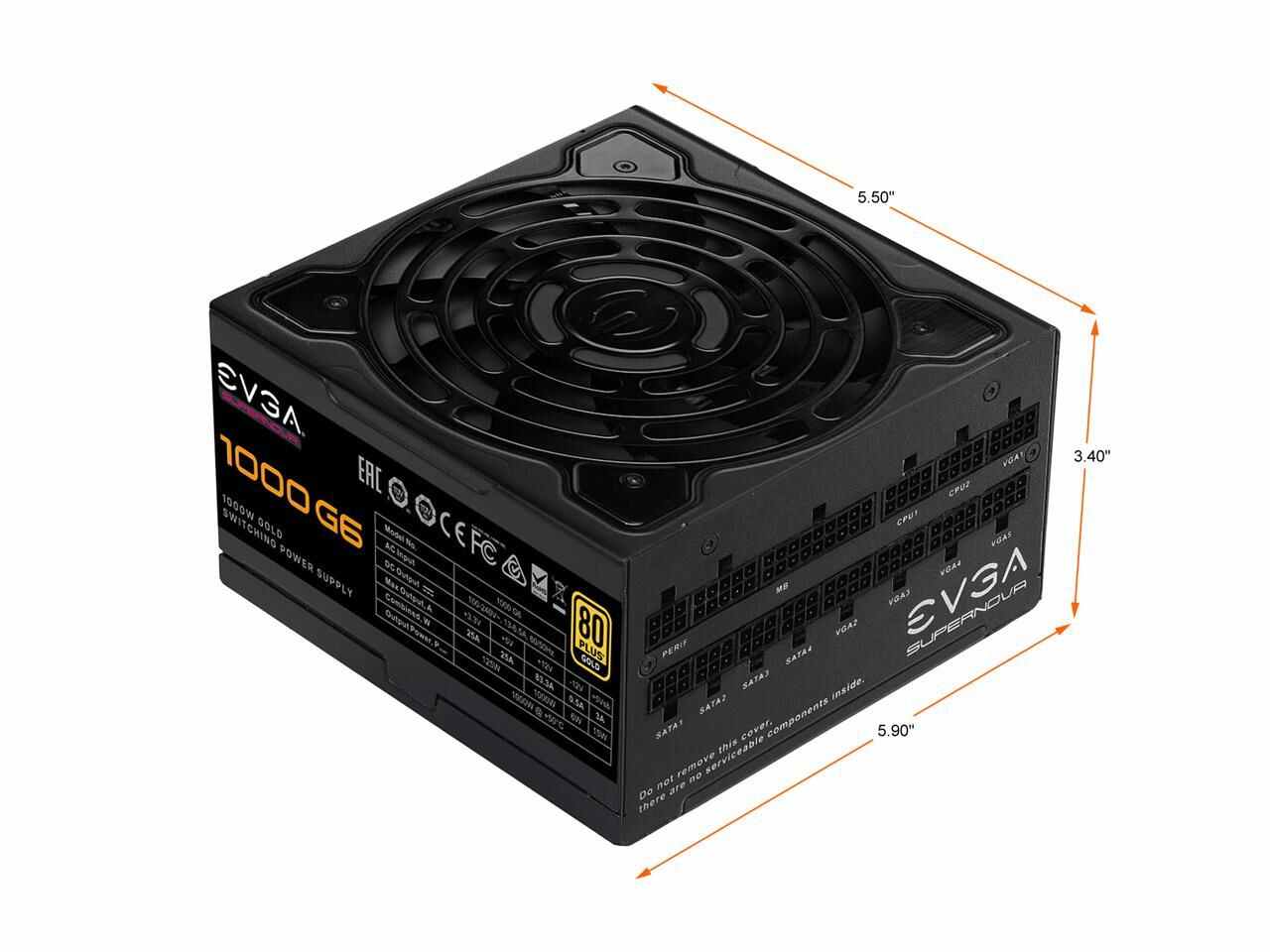 Evga Supernova G6 Series 220-G6-1000-X1 1000W 80 Plus Gold Fully Modular 10 Year Warranty Power Supply