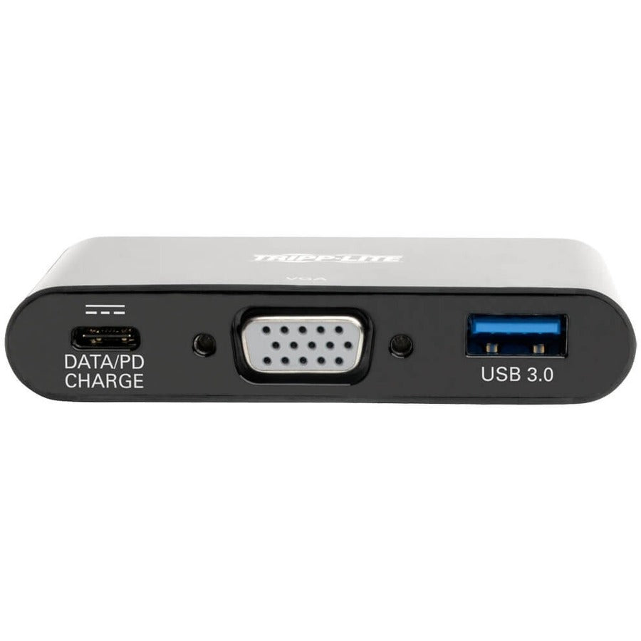 Eaton Tripp Lite Series USB-C to VGA Adapter with USB 3.x (5Gbps) Hub Ports and 60W PD Charging, Black U444-06N-VUB-C