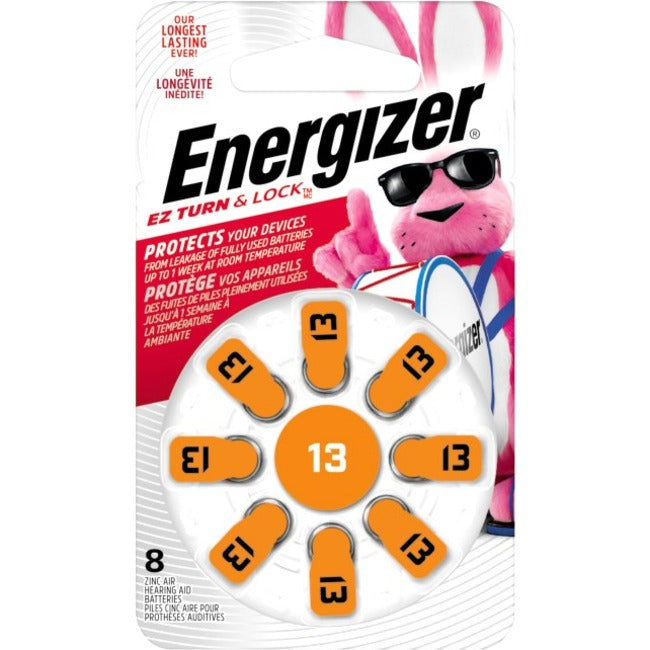 Energizer Ez Turn & Lock Size 13, 8-Pack, Orange