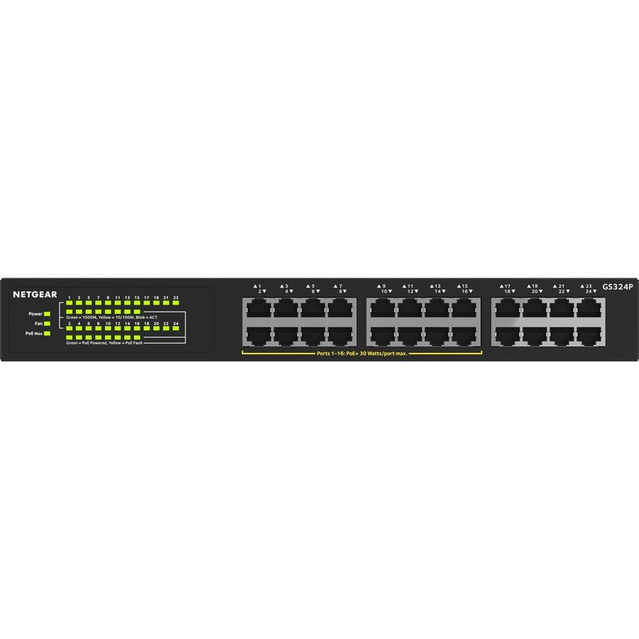 Ethernet Switches - 24-Port PoE+ Gigabit Unmanaged Network Switch | Netgear GS324P GS324P-100NAS