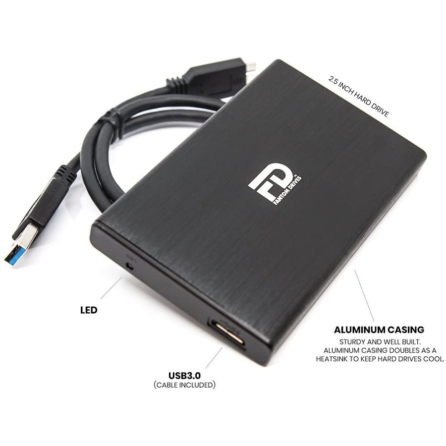 Fantom Drives 4TB Portable Hard Drive - GFORCE 3 Mini - USB 3, Aluminum, Black, GF3BM4000U