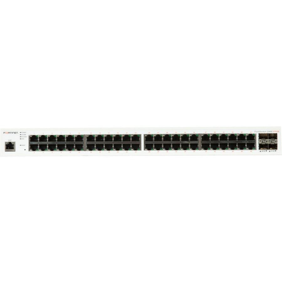 Fortinet Layer 2/3 Fortigate Switch Controller Compatible Poe+ Switch With 48 X Ge Rj45 Ports, 4 X Ge Sfp, With Automatic Max 740W Poe Output Limit