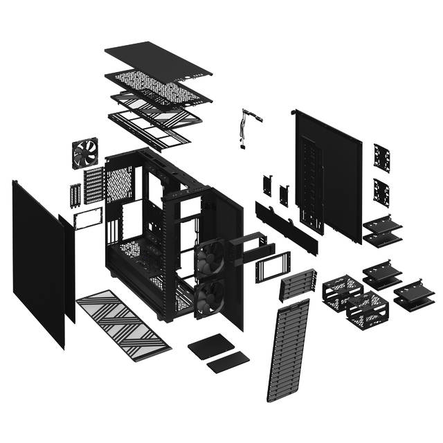 Fractal Design Define 7 Xl Black Tg Light Tint /Brushed Aluminum/Steel E-Atx Silent Modular Tempered Glass Window Full Tower Computer Case